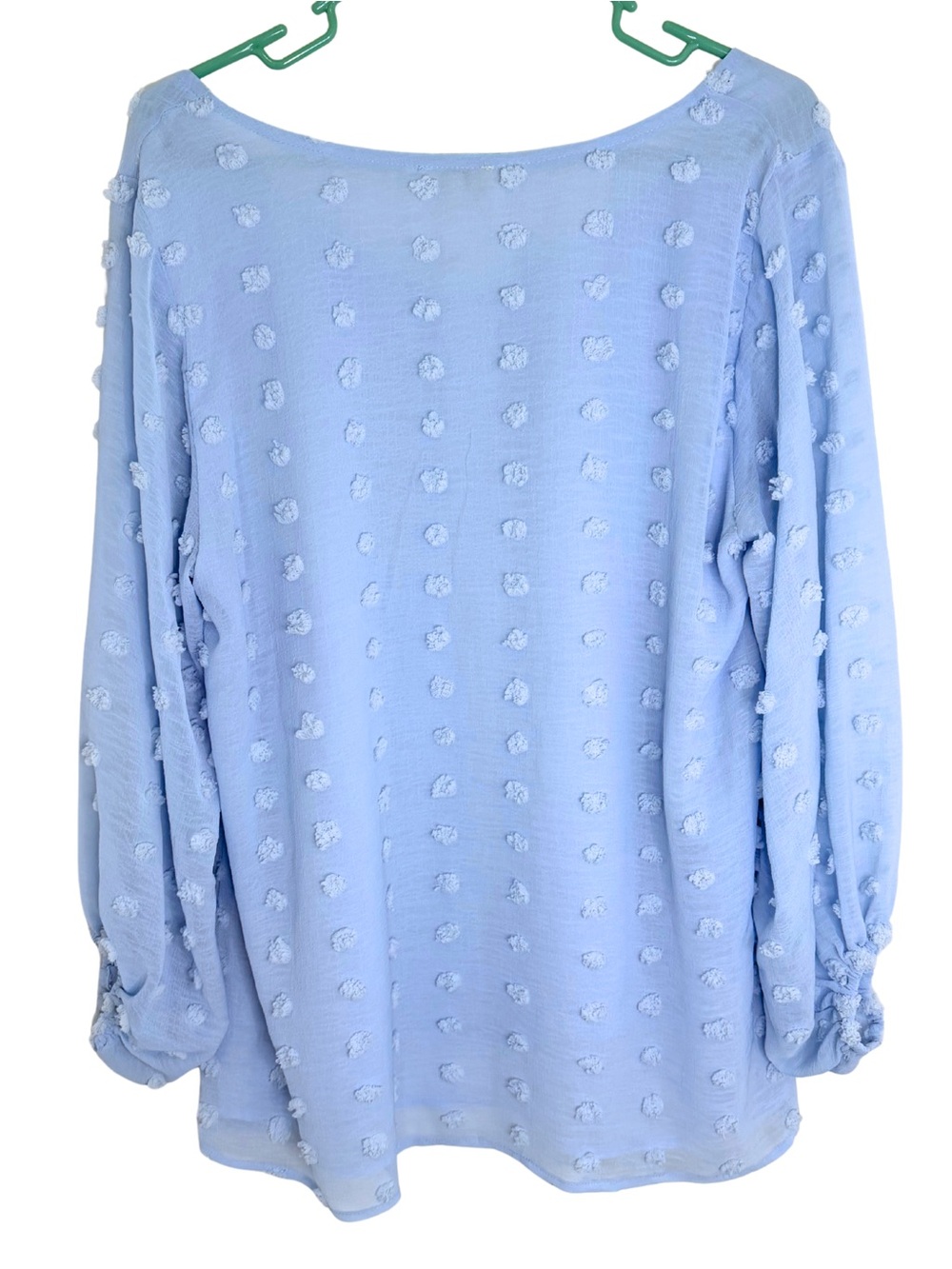 3/$20 Kori Light Blue Textured Dot Long Sleeve Blouse - Picture 2 of 6
